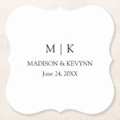 ミニマモダンリストシンプルモノグラム結婚ズ ペーパーコースター (正面)