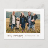 ミニマモダンリストシンプル家族の写真感謝祭 シーズンポストカード (正面)