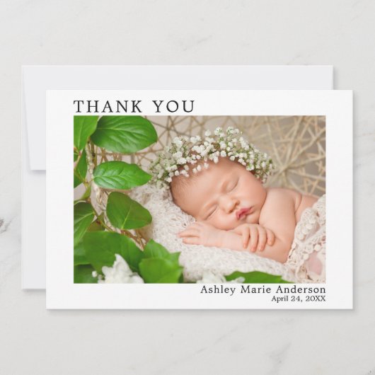 ミニマモダンリストシンプル新生児 サンキューカード (正面)