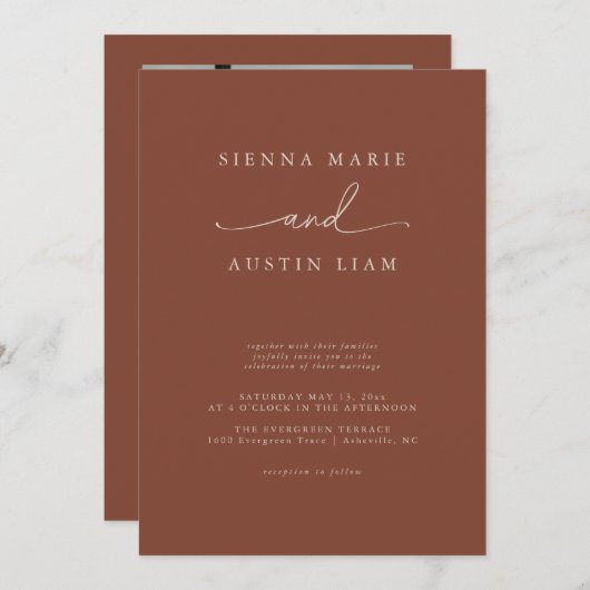 ミニマモダンリストシンプル結婚式招待状 招待状 (正面/裏面)