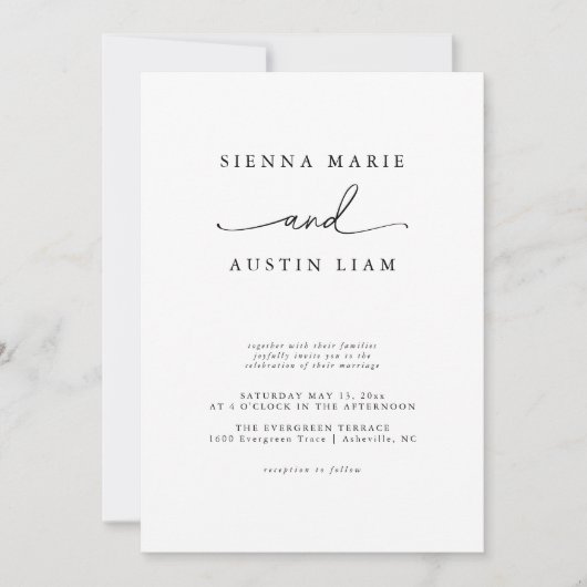 ミニマモダンリストシンプル結婚式招待状 招待状 (正面)