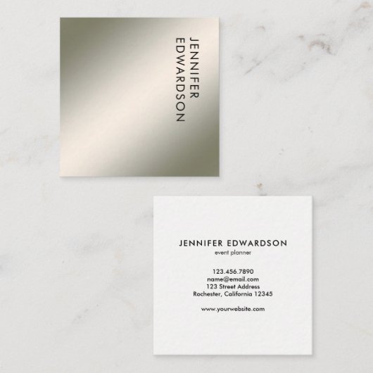 ミニマモダンリストシンプル銀白色プロフェッショナル スクエア名刺 (正面/裏面)