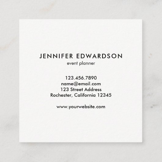 ミニマモダンリストシンプル銀白色プロフェッショナル スクエア名刺 (裏面)