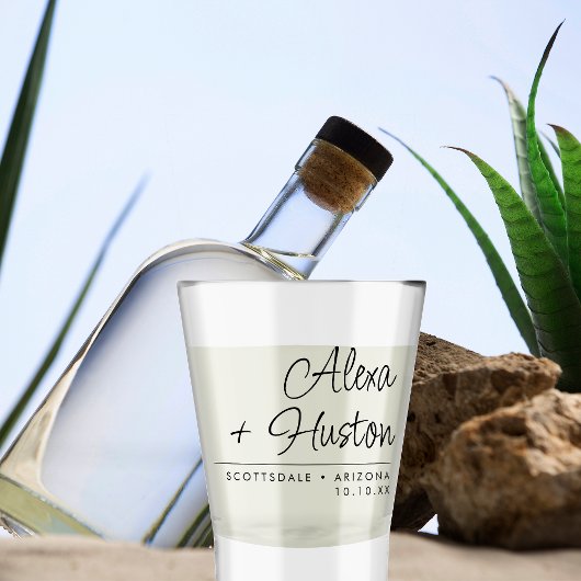 ミニマモダンリストスクリプ結婚トのモノグラムカスタム ショットグラス