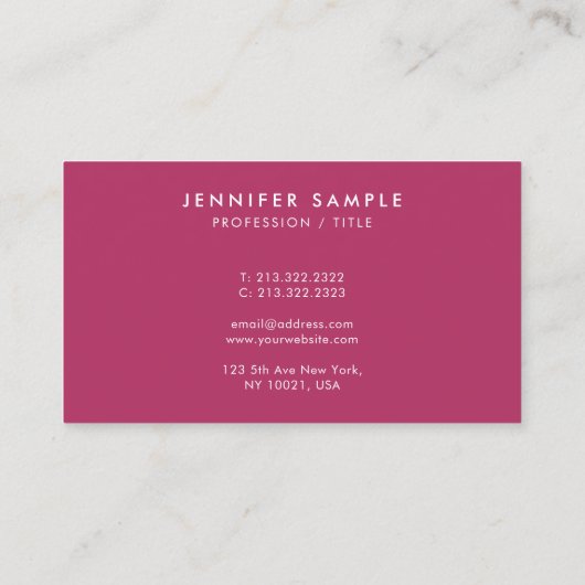 ミニマモダンリストスタイリッシュテンプレートリッチマルーンレッド 名刺 (裏面)