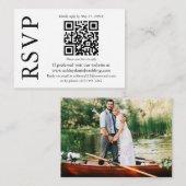 ミニマモダンリストスタイリッシュQRフォトウェディングRSVP エンクロージャーカード (正面/裏面)