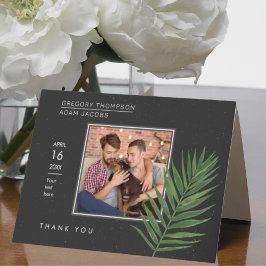 ミニマモダンリストスタリースカイ&ビーチパーム結婚ズ サンキューカード