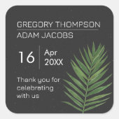 ミニマモダンリストスタリースカイ&ビーチパーム結婚ズ スクエアシール (正面)