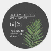 ミニマモダンリストスタリースカイ&ビーチパーム結婚ズ ラウンドシール (正面)