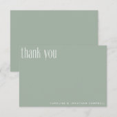 ミニマモダンリストセージグリーンカスタムウェディング サンキューカード (正面/裏面)