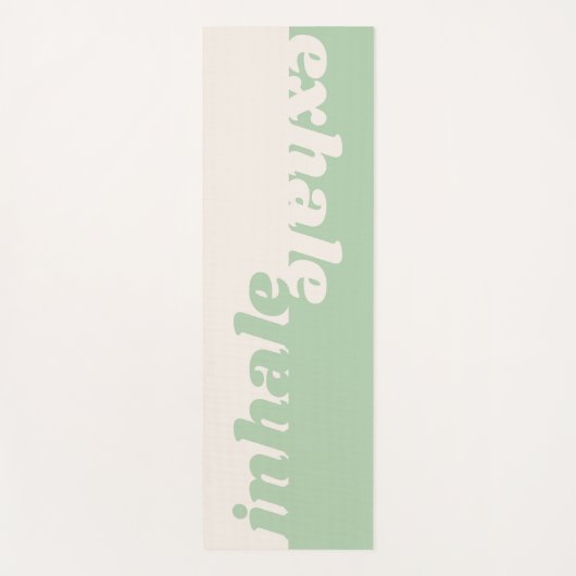 ミニマモダンリストセージグリーンベージュ引用文 ヨガマット (正面)