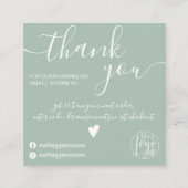 ミニマモダンリストセージグリーン感謝していオア スクエア名刺 (正面)