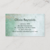 ミニマモダンリストソフト風化ティール（緑がかった色）グリーン金ゴールド 名刺 (裏面)