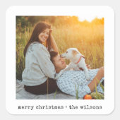 ミニマモダンリストタイプライターMerry Christmas Photo スクエアシール (正面)
