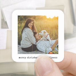 ミニマモダンリストタイプライターMerry Christmas Photo スクエアシール