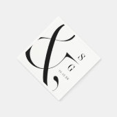 ミニマモダンリストタイポグラフィカップルのモノグラム スタンダードカクテルナプキン (角)