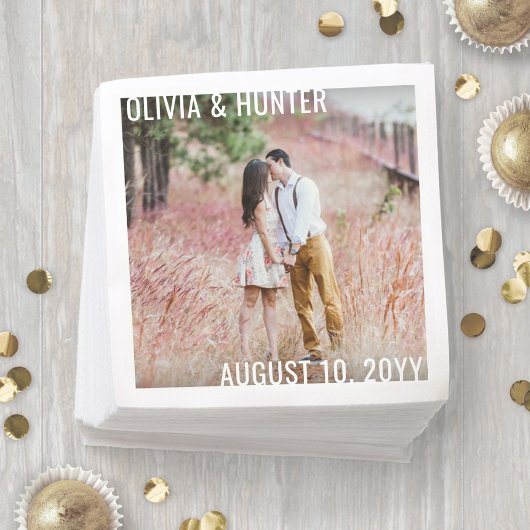 ミニマモダンリストタイポグラフィシンプルフォト結婚ズ スタンダードカクテルナプキン