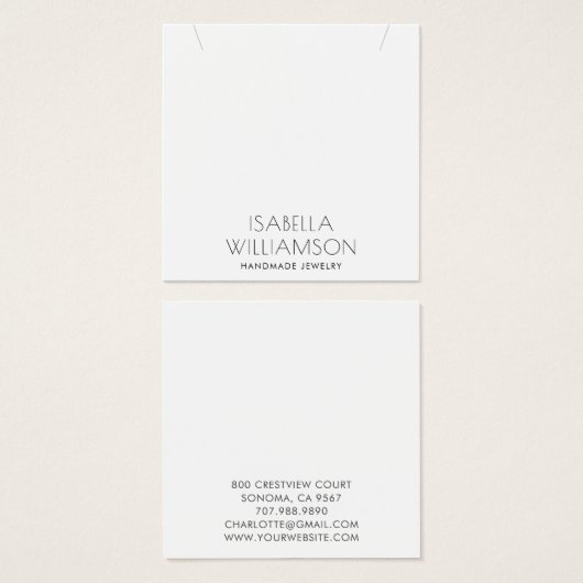 ミニマモダンリストタイポグラフィジュエリー表示カード (正面&裏面)