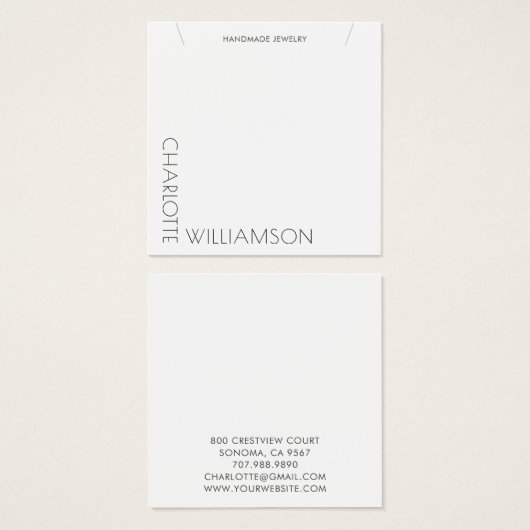ミニマモダンリストタイポグラフィジュエリー表示カード (正面&裏面)