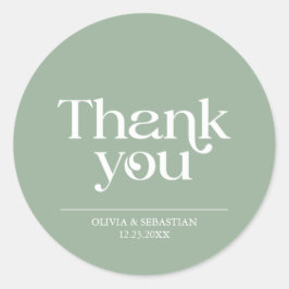 ミニマモダンリストタイポグラフィセージ結婚グリーン ラウンドシール