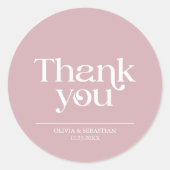 ミニマモダンリストタイポグラフィダスティバラ結婚ズ ラウンドシール (正面)