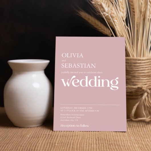 ミニマモダンリストタイポグラフィダスティバラ結婚ズ 招待状