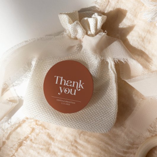 ミニマモダンリストタイポグラフィテラコッタ結婚ズ ラウンドシール