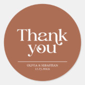 ミニマモダンリストタイポグラフィテラコッタ結婚ズ ラウンドシール (正面)