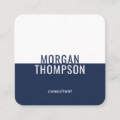 ミニマモダンリストタイポグラフィネイビーブルーとホワイト スクエア名刺 (正面)