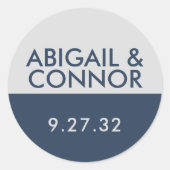 ミニマモダンリストタイポグラフィネイビーブルーグレー名 ラウンドシール (正面)