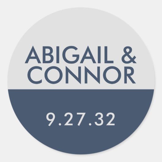 ミニマモダンリストタイポグラフィネイビーブルーグレー名 ラウンドシール (正面)