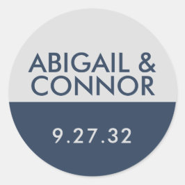 ミニマモダンリストタイポグラフィネイビーブルーグレー名 ラウンドシール