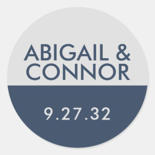 ミニマモダンリストタイポグラフィネイビーブルーグレー名 ラウンドシール