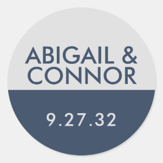ミニマモダンリストタイポグラフィネイビーブルーグレー名 ラウンドシール