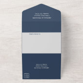 ミニマモダンリストタイポグラフィネイビーブルーグレー オールインワン招待状 (外側)