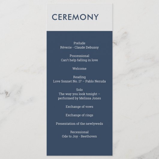 ミニマモダンリストタイポグラフィネイビーブルーグレー プログラム (正面)