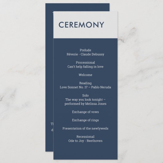 ミニマモダンリストタイポグラフィネイビーブルーグレー プログラム (正面/裏面)