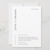 ミニマモダンリストタイポグラフィフォトア結婚ーチ サンキューカード (裏面)