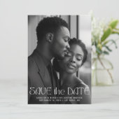 ミニマモダンリストタイポグラフィフルフォト結婚ズ セーブザデート (スタンド正面)