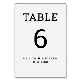 ミニマモダンリストタイポグラフィブラックオングレー結婚ズ テーブルナンバー