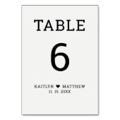 ミニマモダンリストタイポグラフィブラックオングレー結婚ズ テーブルナンバー (裏面)