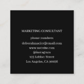 ミニマモダンリストタイポグラフィブラック スクエア名刺 (裏面)