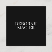 ミニマモダンリストタイポグラフィブラック スクエア名刺 (正面)