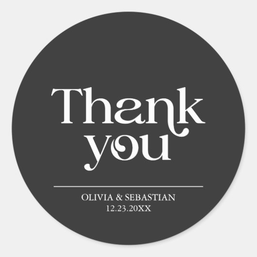 ミニマモダンリストタイポグラフィブ結婚ラック ラウンドシール (正面)