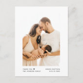 ミニマモダンリストタイポグラフィベビーシャワーありがとう ポストカード (正面)