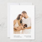 ミニマモダンリストタイポグラフィベビーシャワー2写真 サンキューカード (正面)