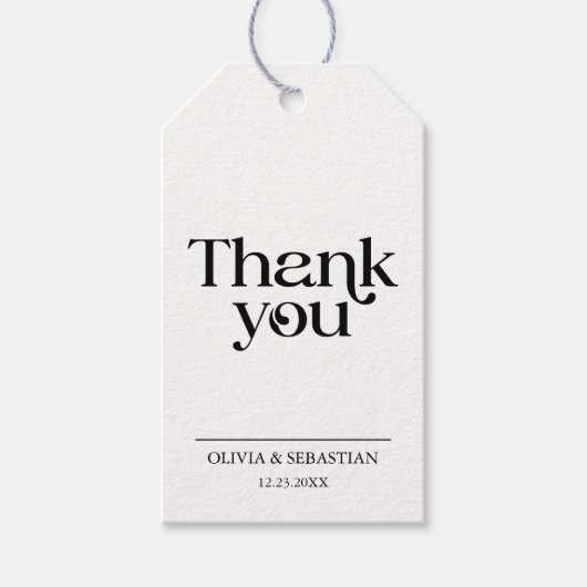 ミニマモダンリストタイポグラフィホワ結婚イト ギフトタグ (正面)