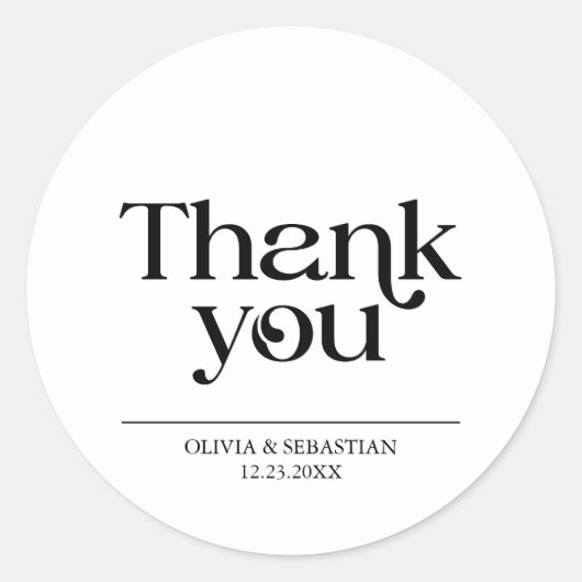 ミニマモダンリストタイポグラフィホワ結婚イト ラウンドシール (正面)