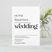 ミニマモダンリストタイポグラフィホワ結婚イト 招待状 (スタンド正面)