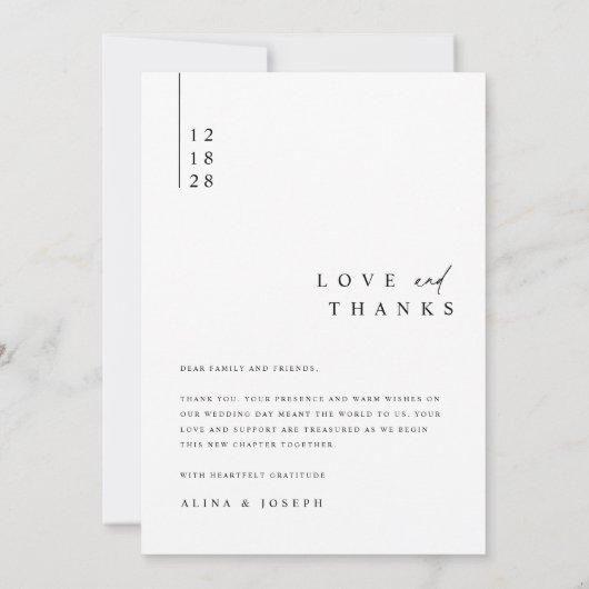 ミニマモダンリストタイポグラフィボホフォト結婚ズ サンキューカード (裏面)